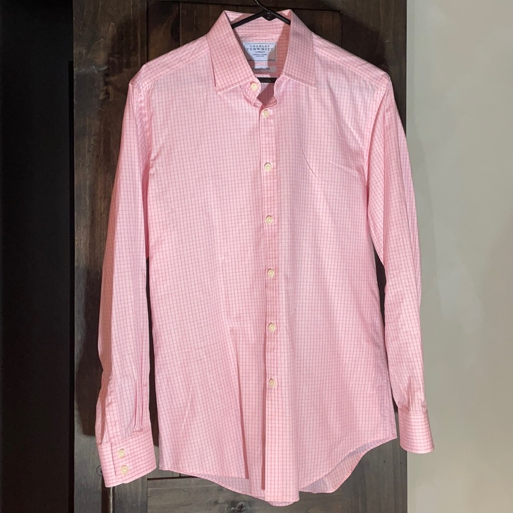 Charles Tyrwhitt Pale Pink Plaid Dress Shirt